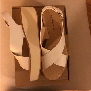 Zara Woman White Leather Platform Shoes